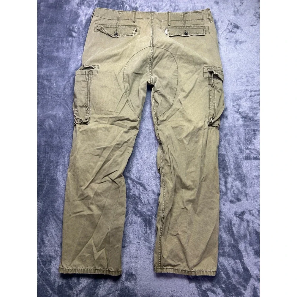 Levis Mens Olive Green Cotton Multi Pocket Gusset Cargo Pants 38x30 Utility‎